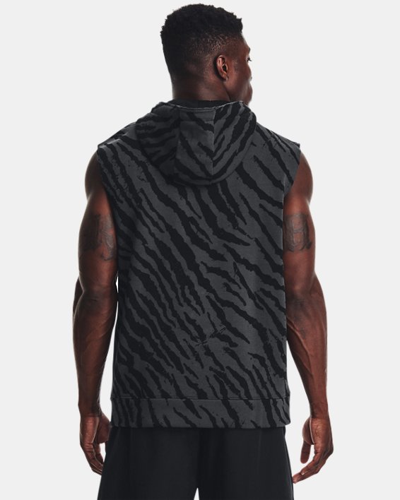 Men's Project Rock Rival Fleece Sleeveless Printed Full-Zip, Black, pdpMainDesktop image number 1